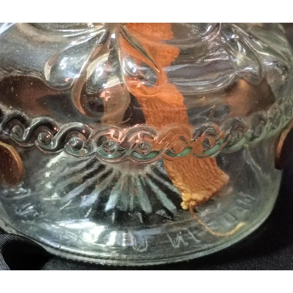 Pair of Vintage Clear Glass Eagle Oil Lamps with Hangers